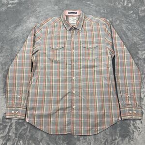 Tommy Bahama Jeans Shirt Mens Size M Gray Plaid Island Crafted Button Up Modern